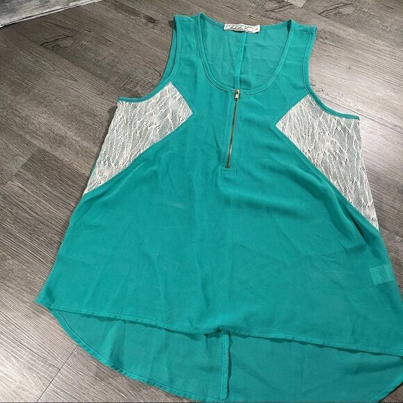 chloe k teal half zip tank - Picture 3 of 11
